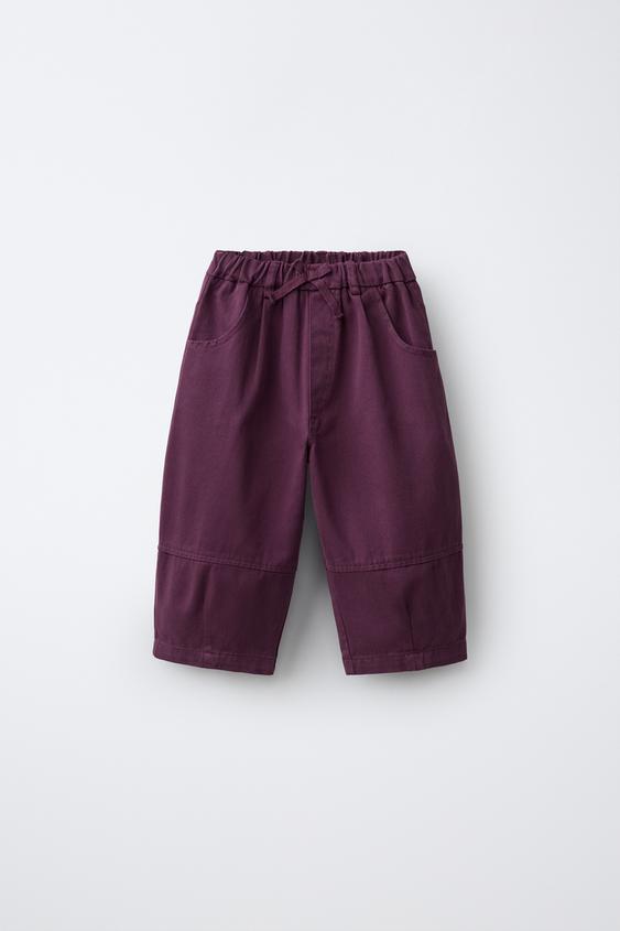 PANTALON BALLOON À PINCES - Aubergine de Zara - Image 0