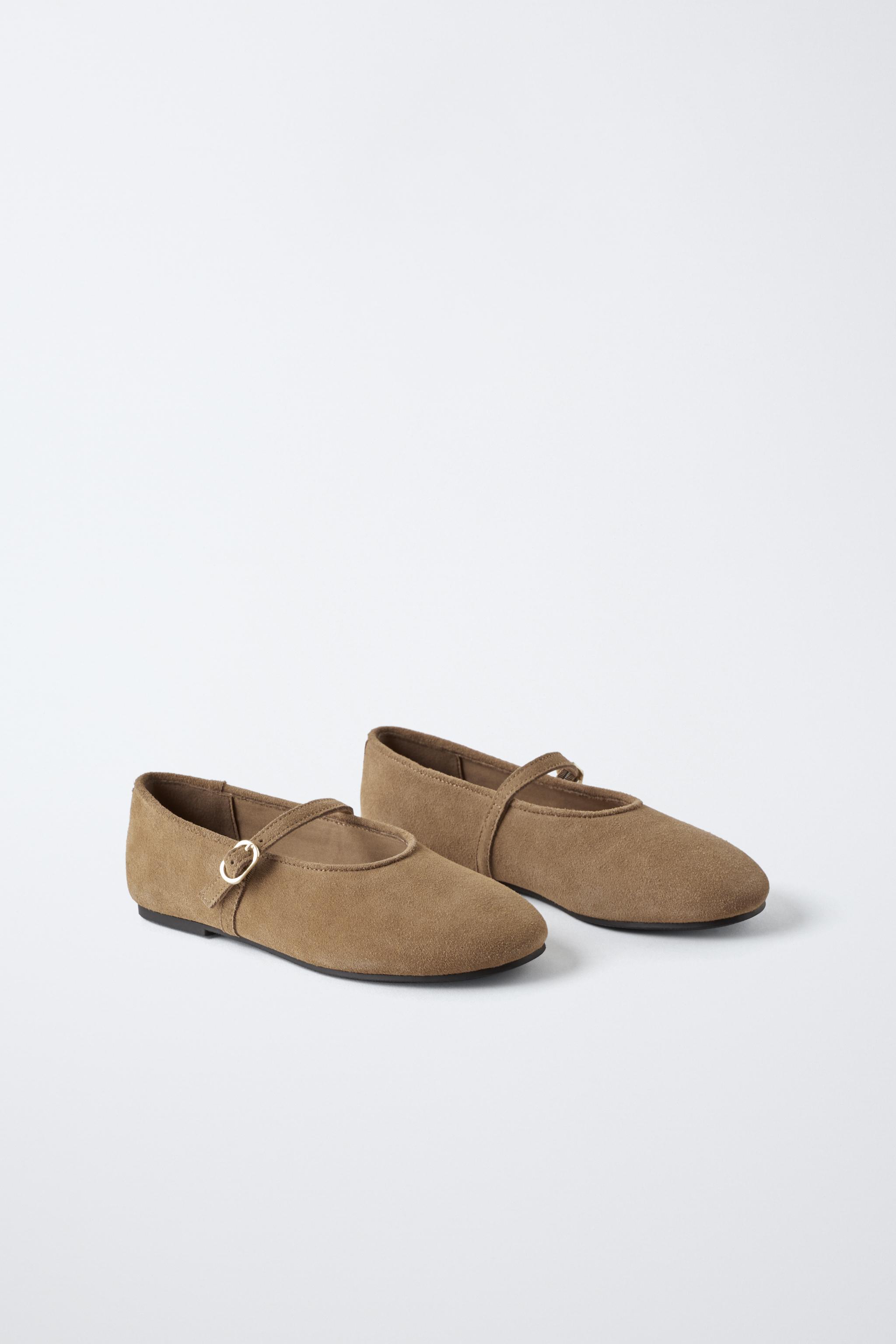スプリットスエードバレエシューズ - ブラウン | ZARA Japan / 日本