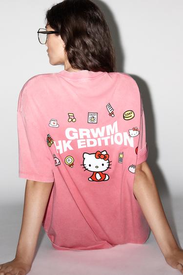 Zara HELLO KITTY © 2025 SANRIO WASHED EFFECT T-SHIRT - Pink