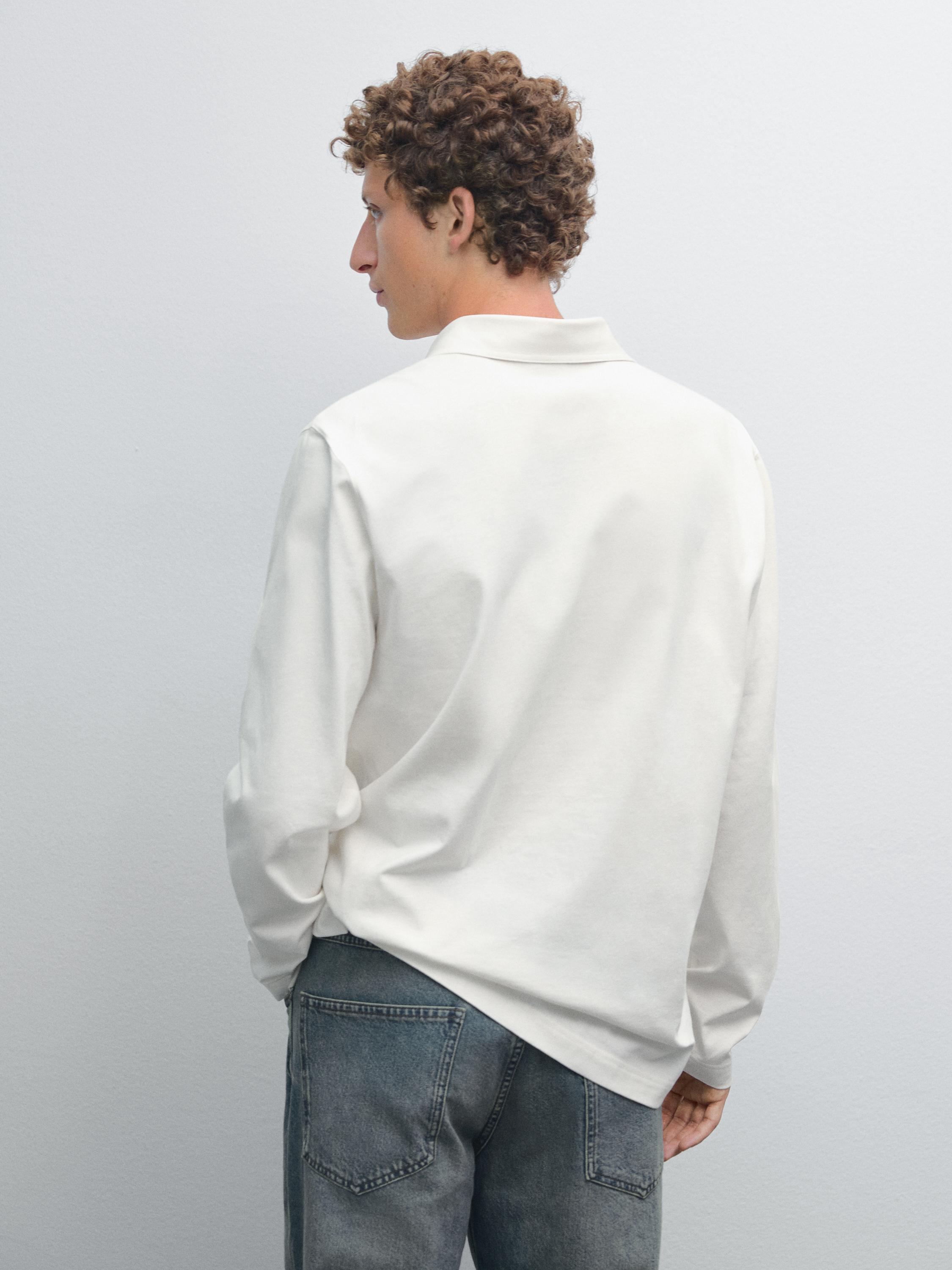 Polo 100 % coton à manches longues