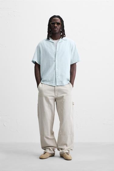STRIPED JACQUARD SHIRT - Light blue by Zara - Image 0