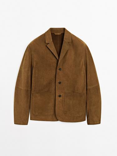 Zara 100% nubuck leather blazer - Light brown