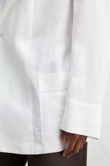 BLAZER COUPE DÉCONTRACTÉE LIN - Blanc de Zara - Image 6