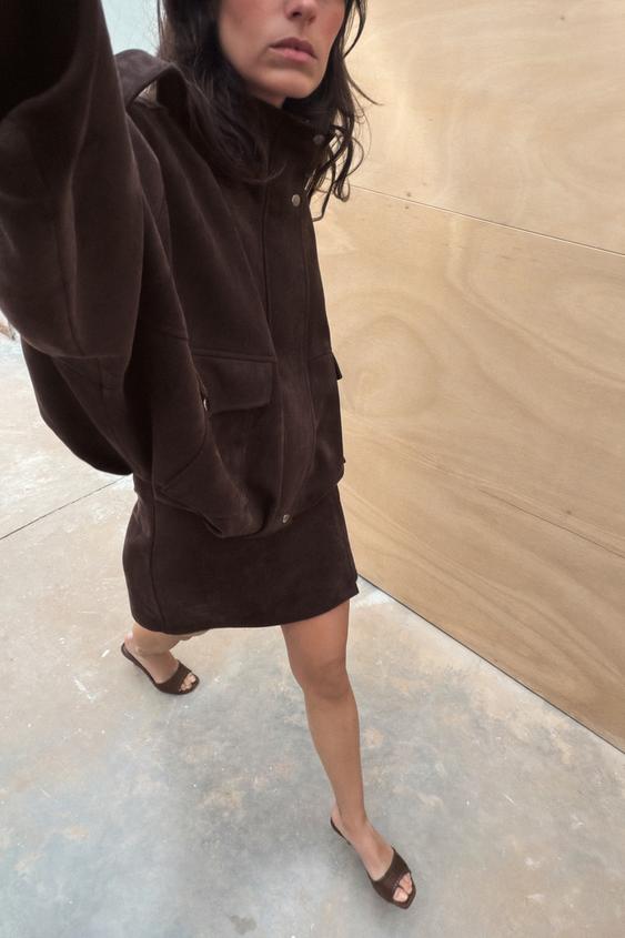 FAUX SUEDE BUCKLE MINI SKIRT