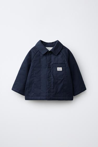 რელიეფური ქურთუკი ეტიკეტით - Zara-ს Blue / Indigo