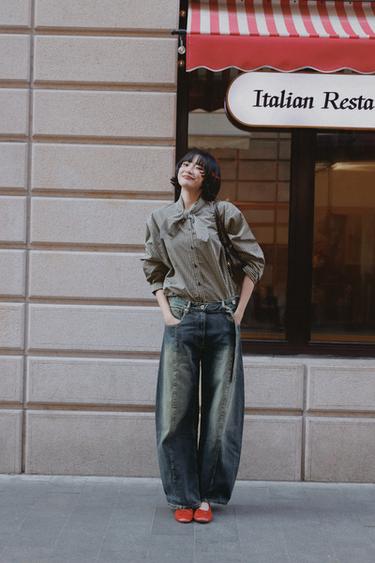 TRF OVERSIZE MID-WAIST JEANS - Navy blue by Zara