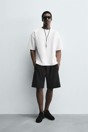 SUDADERA INTERLOCK ETIQUETA - Blanco de Zara