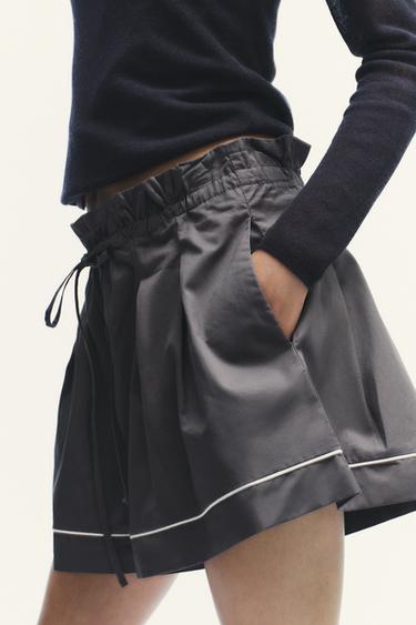 PIPING DETAIL VOLUME SHORTS - washed petrol by Zara - Image 2