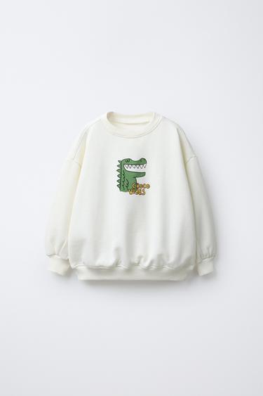 CROCODILE PRINT SWEATSHIRT - Ecru by Zara