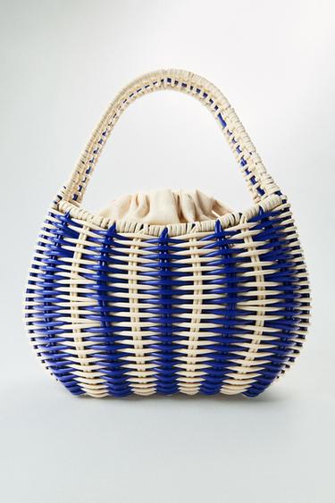 Zara RIGID WOVEN HANDBAG - Blue