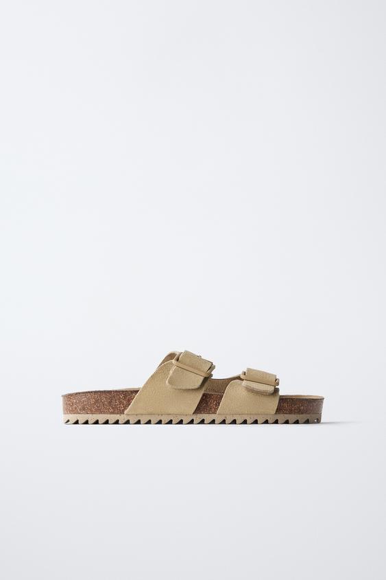 SANDALIA HEBILLAS PIEL - Marrón Arena de Zara - Imagen 0