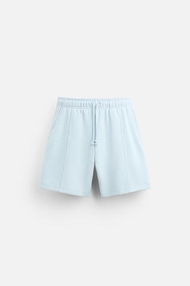 STITCHED JOGGER BERMUDA SHORTS - Light blue by Zara