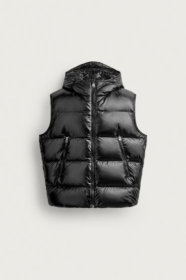 VEST MED 60 % DUN OG 40 % FJER - WATER REPELLENT - Sort fra Zara
