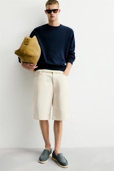 MOCASÍN PIEL CASUAL - Azul de Zara