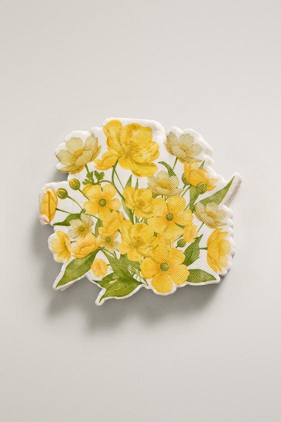 CONJUNTO DE GUARDANAPOS DE PAPEL COM FLOR (CONJUNTO DE 20) - Laranja da Zara - Imagem 0
