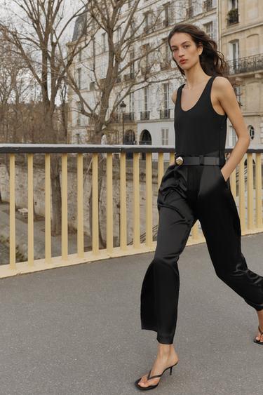JUMPSUIT PHỐI KÈM THẮT LƯNG - Màu đen từ Zara