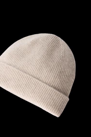 100% CASHMERE RIBBED BEANIE - Ice by Zara
