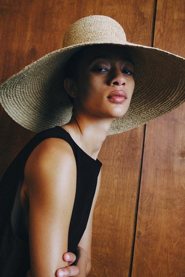 Zara 100% RAFFIA HAT - Light beige