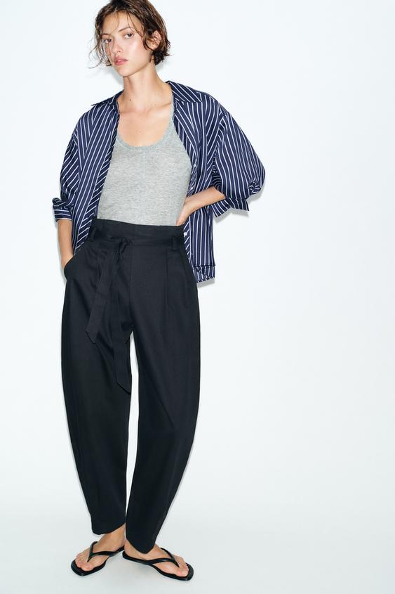 BELTED PAPERBAG PANTS