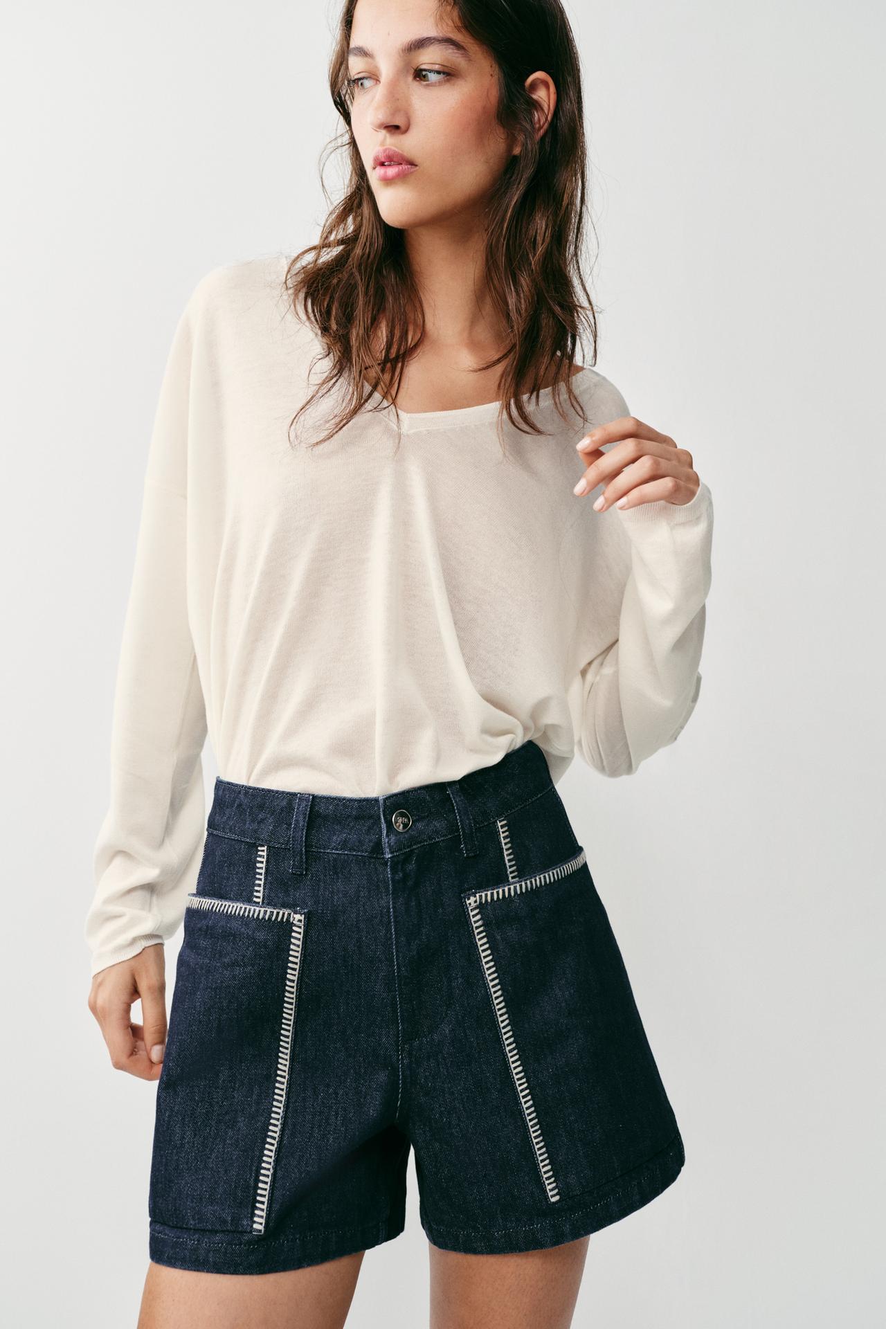 Z1975 EMBROIDERED SHORTS — Blue