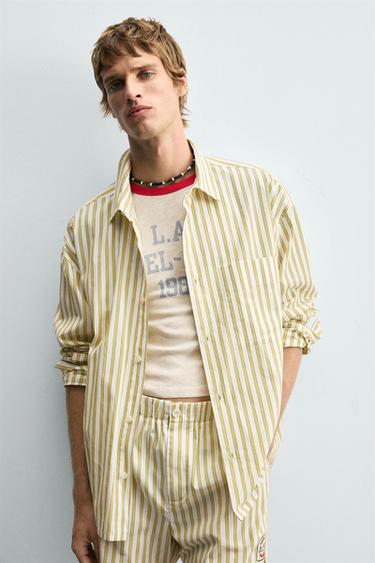 STRIPED SHIRT WITH POCKET - Printed by Zara - Image 4
