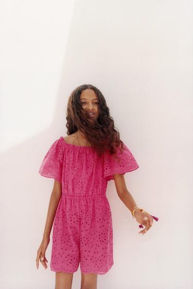 COMBI-SHORT SCHIFFLY ÉPAULES DÉNUDÉES Fuchsia ZARA France