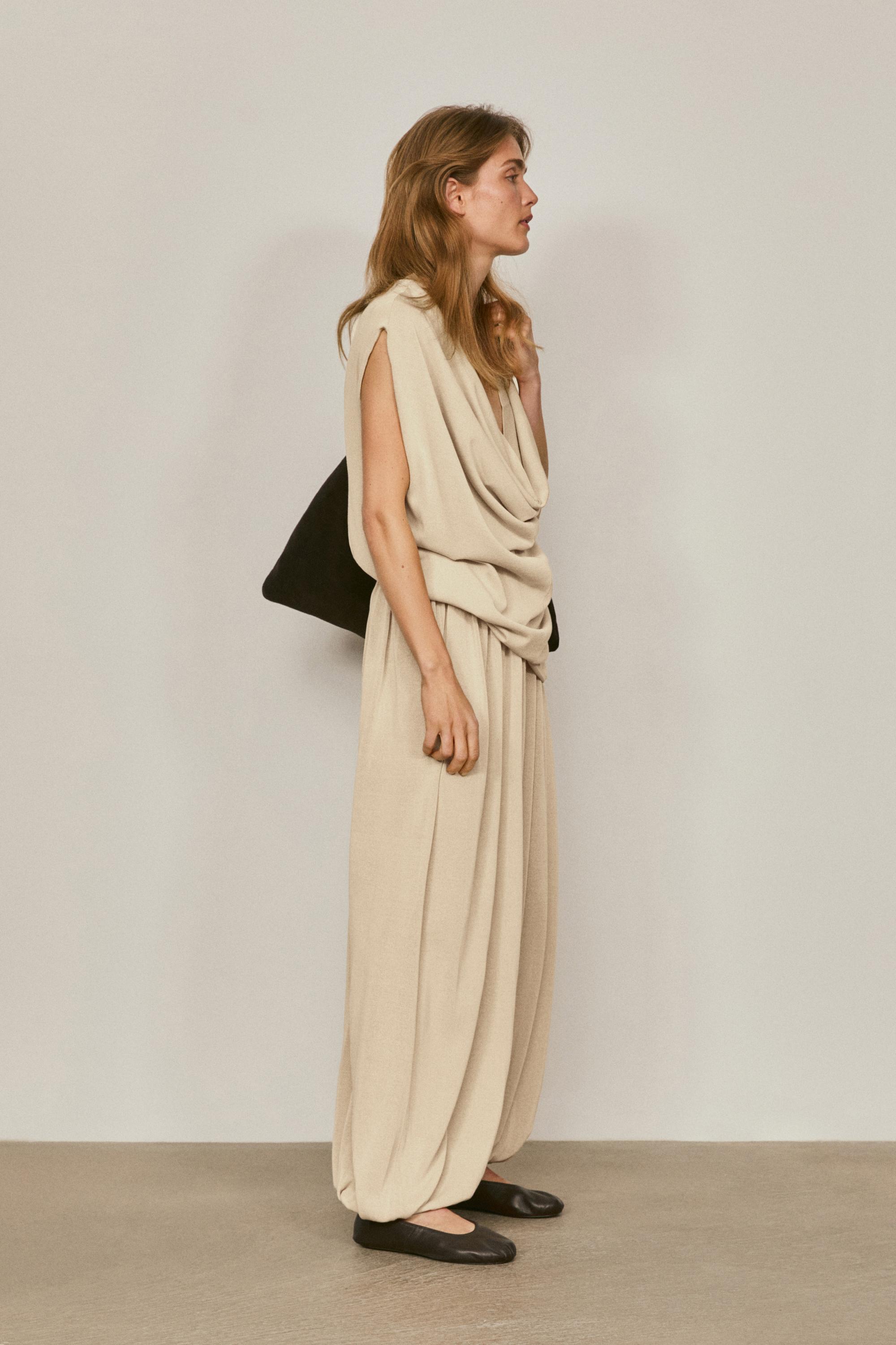 Silk blend total look sarouel trousers - LIMITED EDITION — Sand