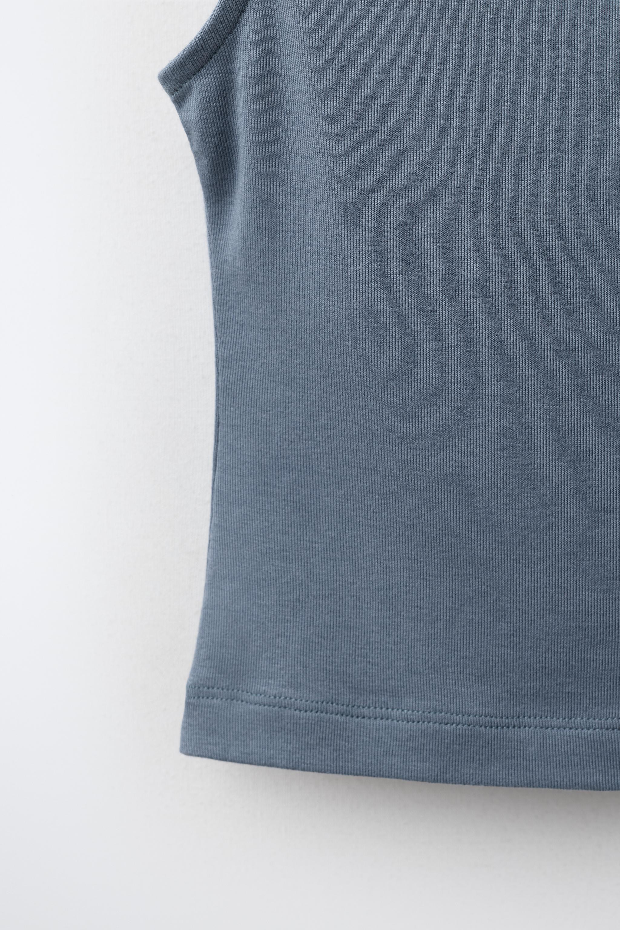 Детские футболки Zara COTTON AND MODAL SLEEVELESS T-SHIRT — фото 4