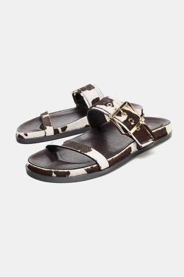 ANIMAL PRINT LEATHER SANDALS - Multicoloured by Zara - Image 2
