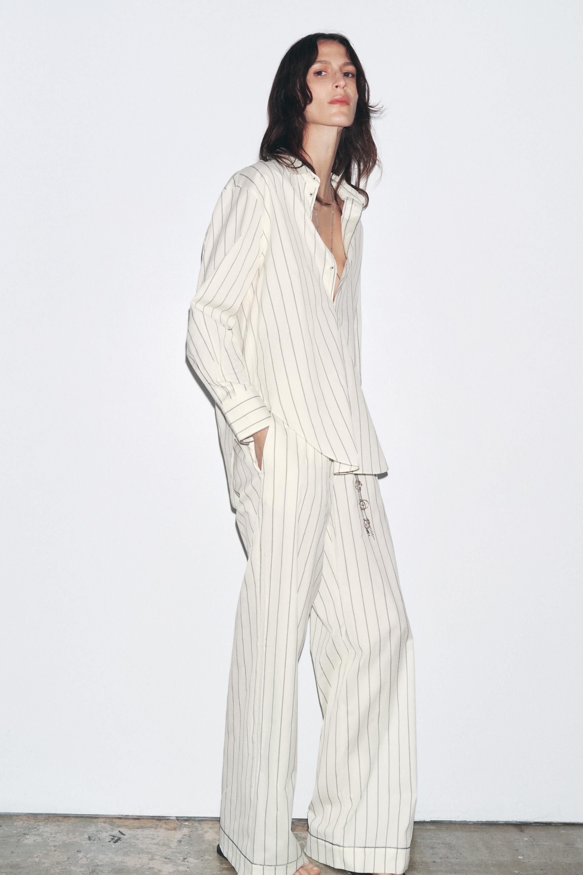 ZW COLLECTION ストライプ柄パンツ - ホワイト | ZARA Japan / 日本