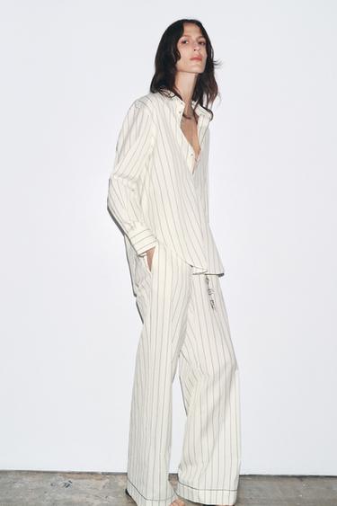 PANTALON RAYÉ ZW COLLECTION - Blanc de Zara - Image 2