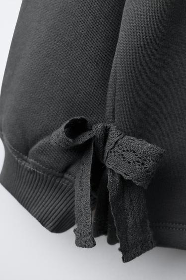 SWEATSHIRT AND WAFFLE LEGGINGS SET WITH BOWS - Anthracite grey by Zara - Image 3