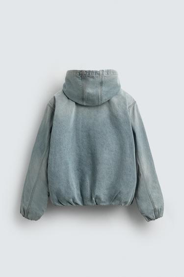 DENIM HOODIE JACKET - Aquamarine by Zara - Image 7