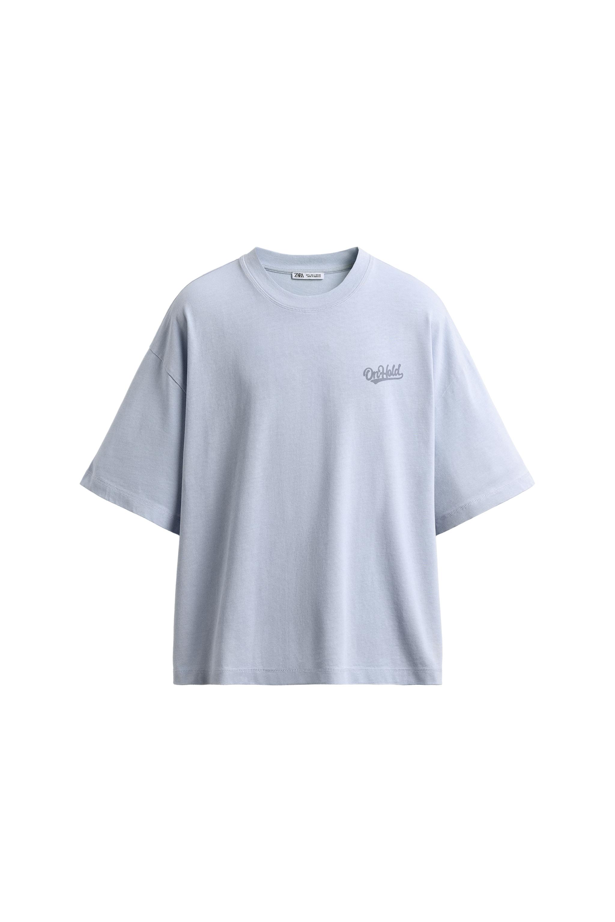 KUTU KESİM KONTRAST YAMALI T-SHIRT - Açık mavi | ZARA Türkiye / Turkey