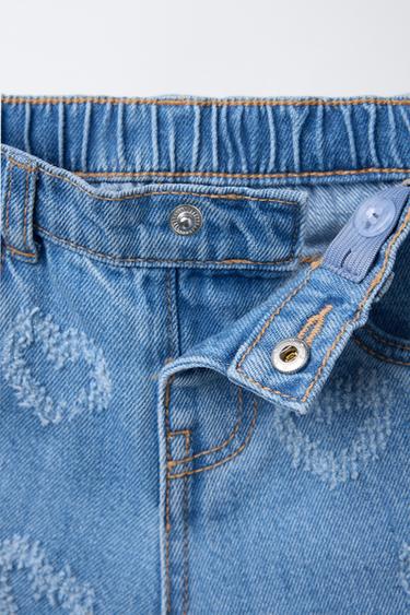JUPE-CULOTTE EN JEAN AVEC CŒURS - Bleu moyen de Zara - Image 2
