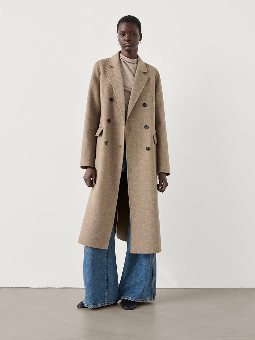 Long wool blend double-breasted coat - Dark mink | ZARA United States