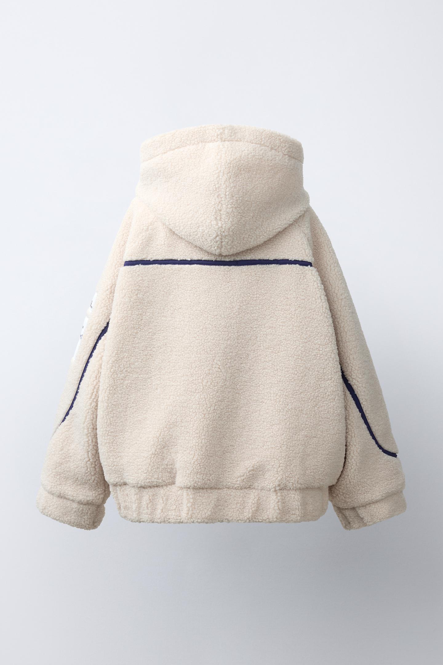 Детская куртка Zara Shearling with Hoodie, цвет: Экрю — фото 5