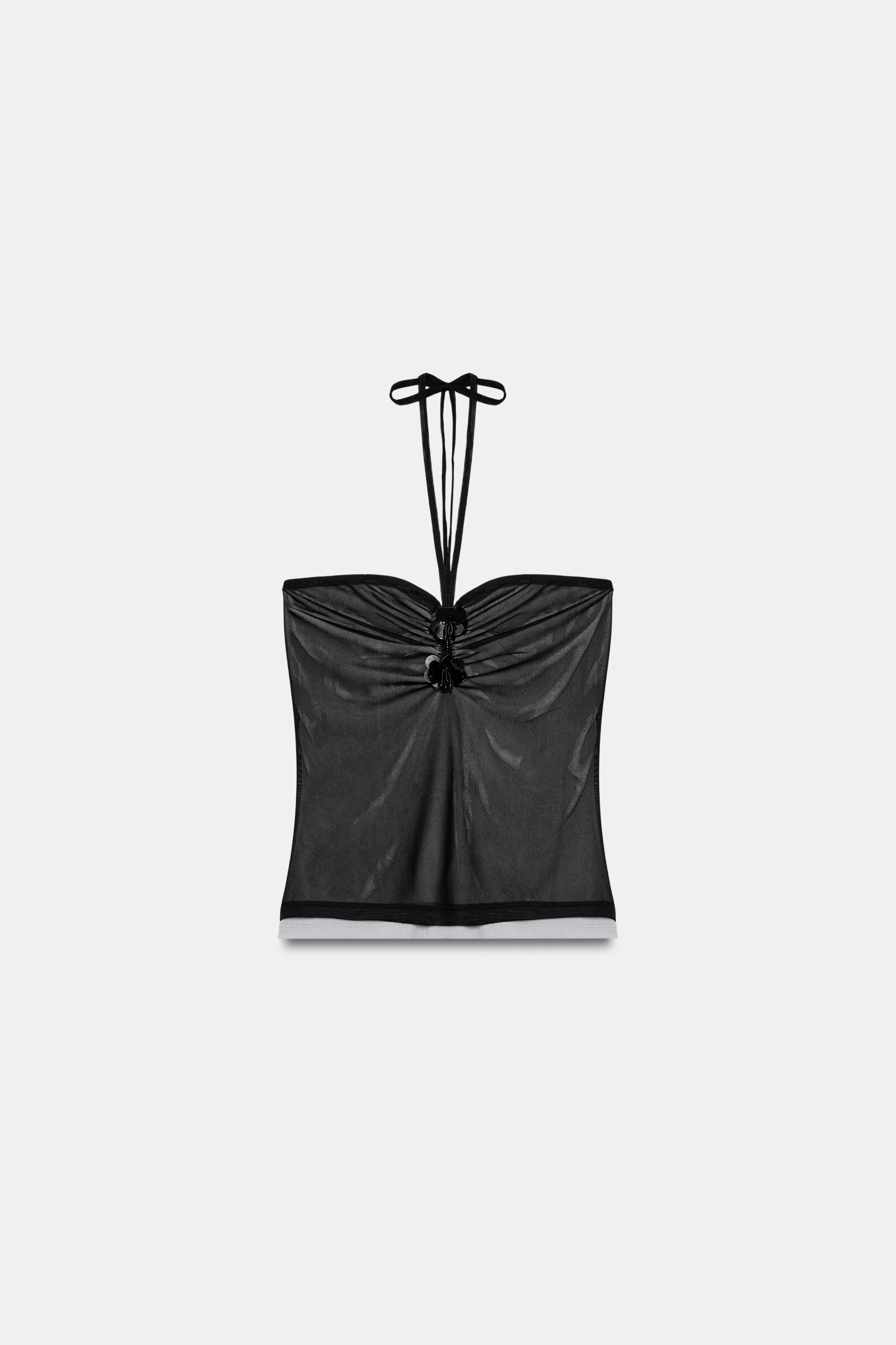ホルターネック チュールトップス - ブラック | ZARA Japan / 日本