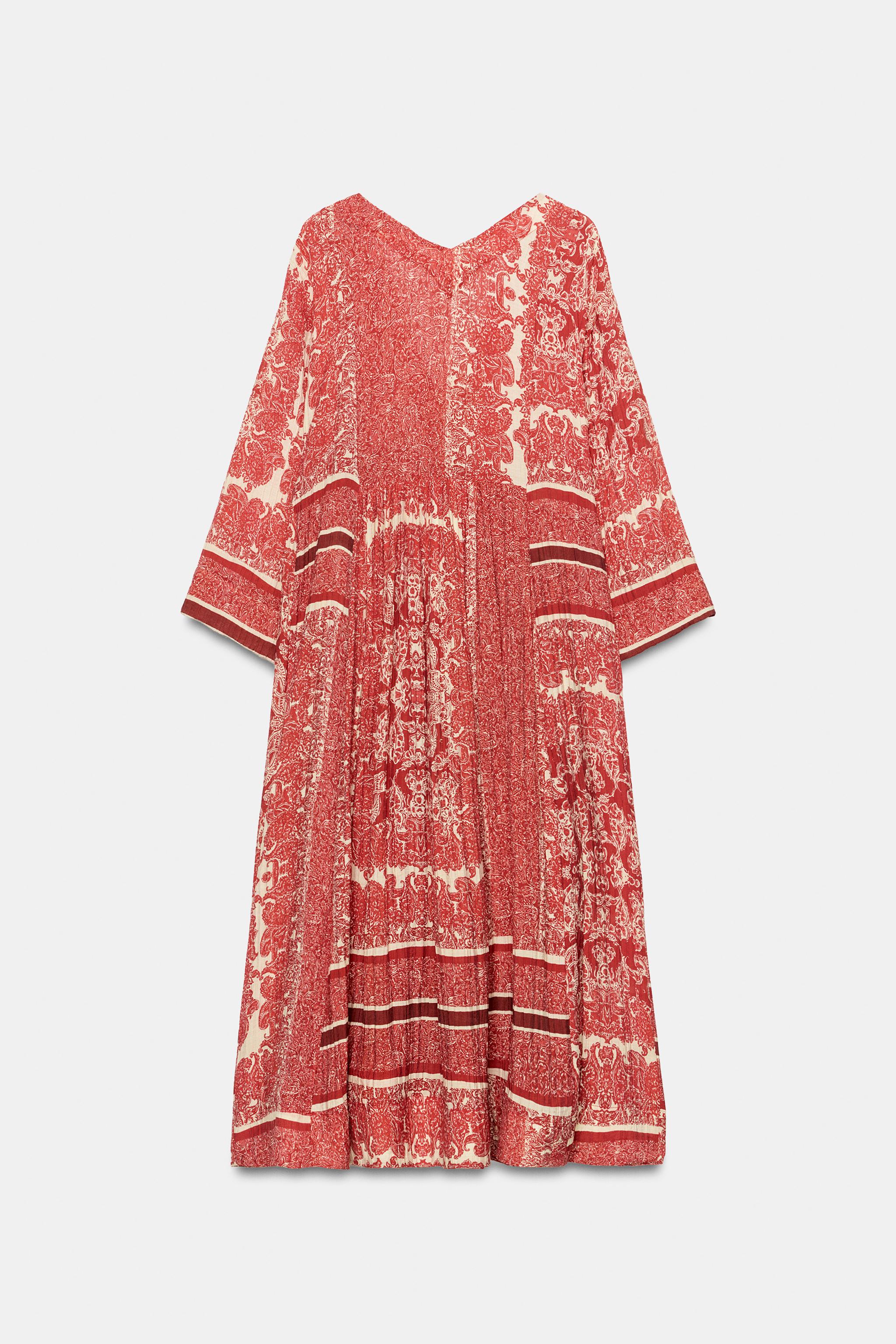 Zara ZW COLLECTION DESENLİ MİDİ ELBİSE görsel 8