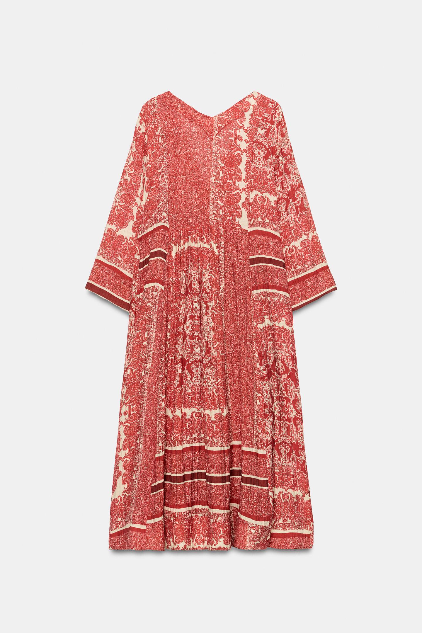 Женское платье Zara ZW Collection Printed MIDI, цвет: Красный — фото 8