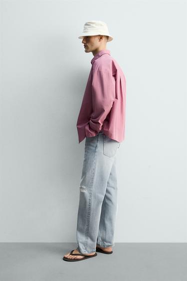 CHEMISE REGULAR FIT EN COTON LAVÉ - Rose de Zara - Image 3