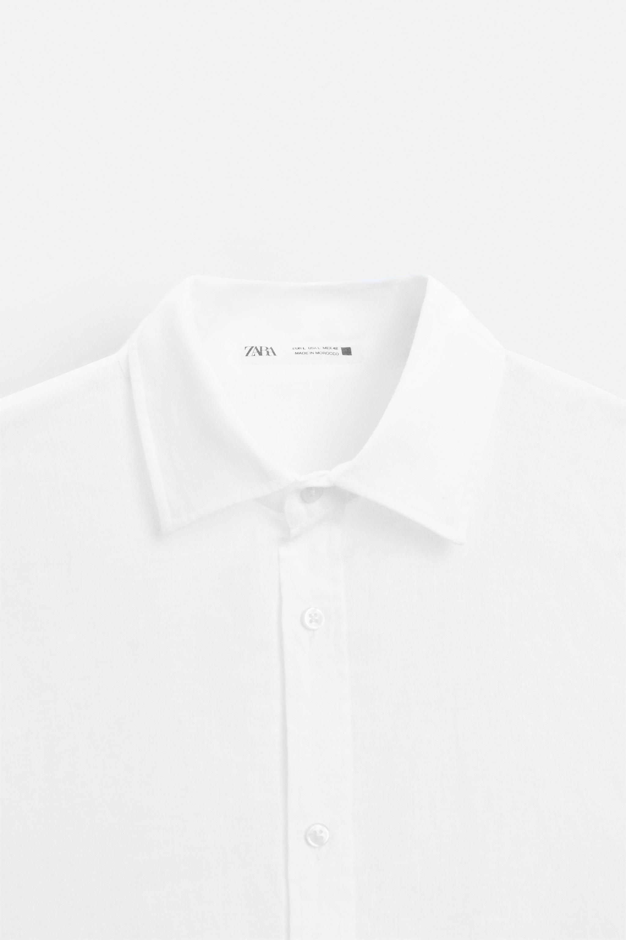 【ZARA】100% リネンシャツ ホワイト 3090/123/052 100% リネンシャツ - ホワイト | ZARA Japan / 日本