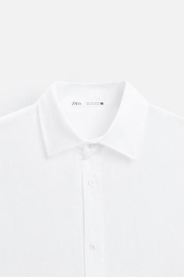 100% LINEN SHIRT - White by Zara