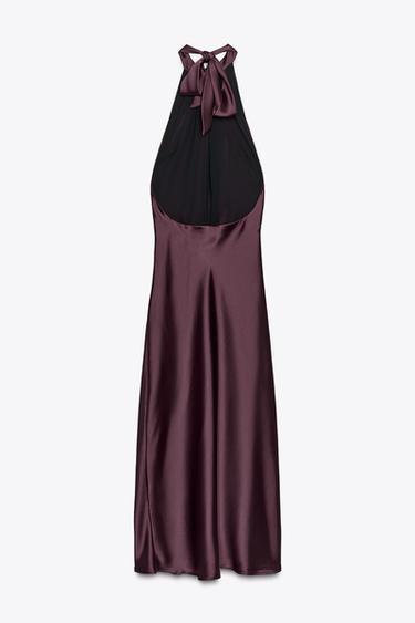 ROBE MIDI SATINÉE DOS NU - Bordeaux de Zara - Image 7