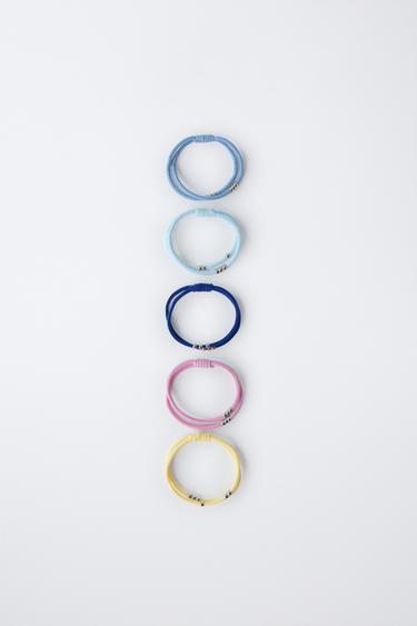 PACK CINCO GOMAS ABALORIOS - Multicolor de Zara