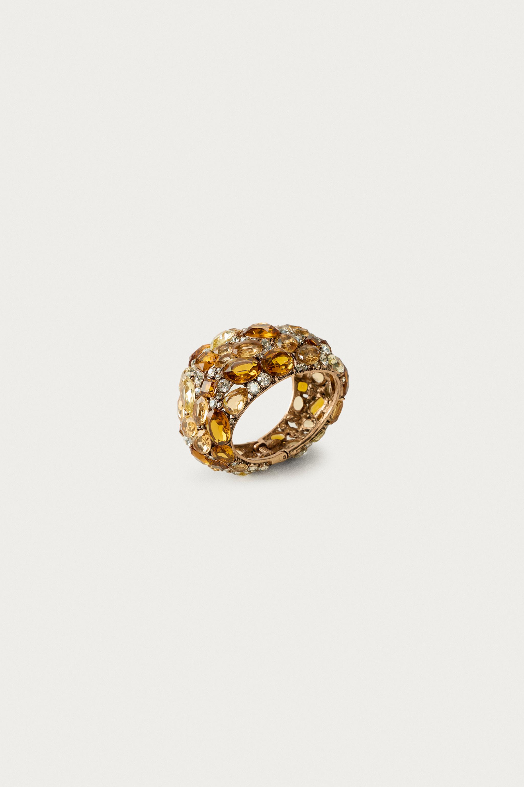 MARISA BERENSON X ZARA JEWELED METAL BRACELET — Golden