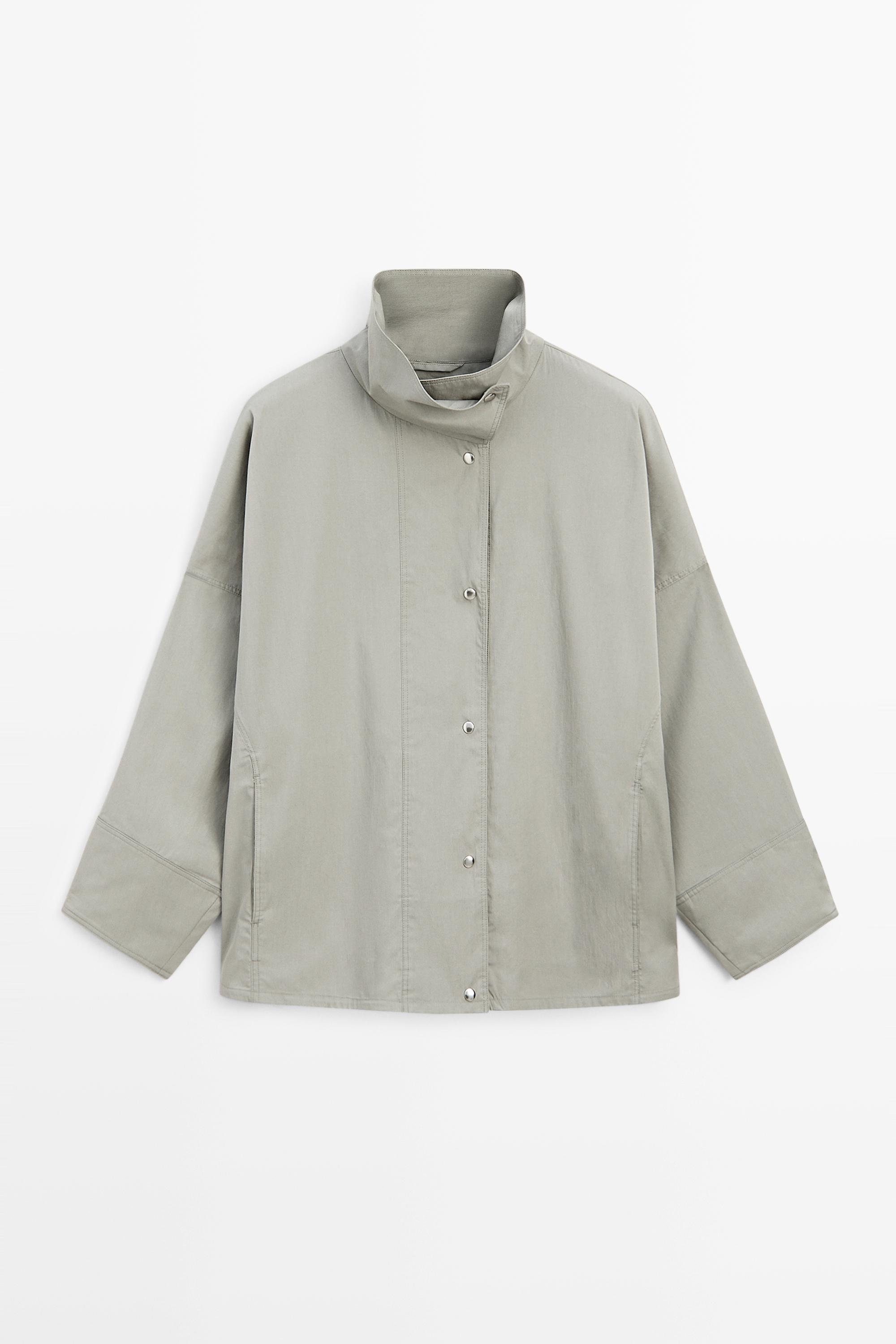 Cotton blend high neck jacket