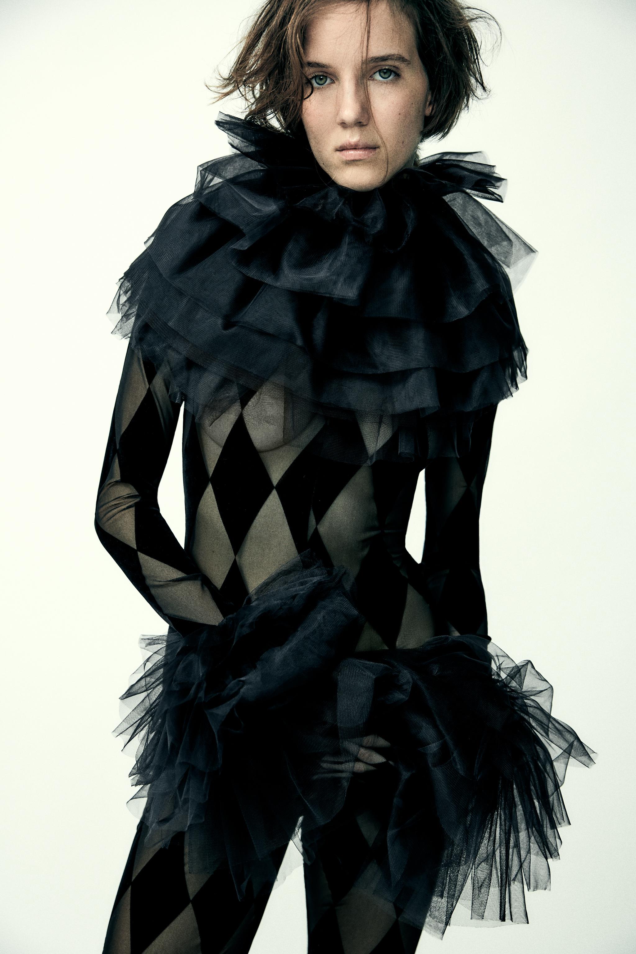 LONG ARGYLE TULLE JUMPSUIT - Black | ZARA United States