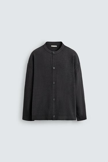 ÁO CARDIGAN DỆT KIM HỌA TIẾT SẦN - Màu xám đậm từ Zara