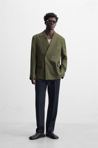 BLAZER I 100% HØR - Kaki fra Zara